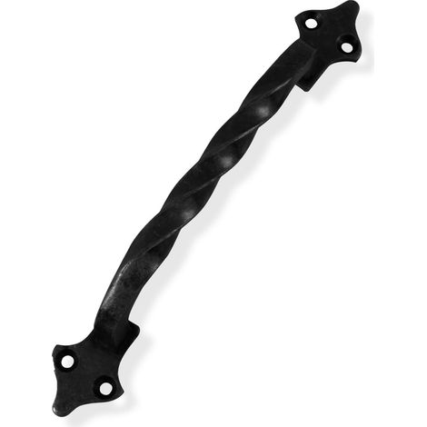 Poignée - Modèle 1002 - Fabriquée en acier - Quincaillerie rustique - 182 mm - Sans plaque - Vis incluses - Finition : Noir (1/5)