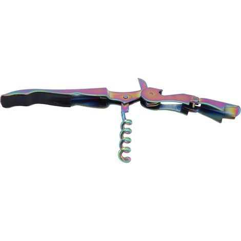 Ouvre-bouteille hippocampe en acier inoxydable avec tire-bouchon à double articulation et décapsuleur coloré (1/5)