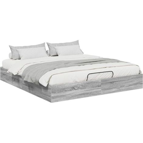 Cadre de lit avec repose-pieds gris Sonoma 203 x 180 x 25 cm (1/5)