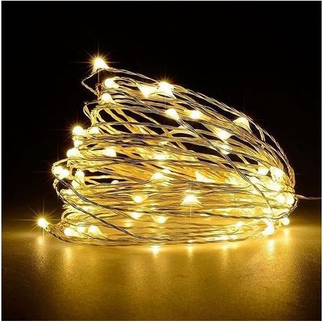 Guirlande Lumineuse, 20 LED, 2 m, Piles, Décor Allée Noël, Jardin, Terrasse, Extérieur, Balcon, Mariage, Fête, Patio, Clôture, Intérieur, Chambre, Sapin (1/5)