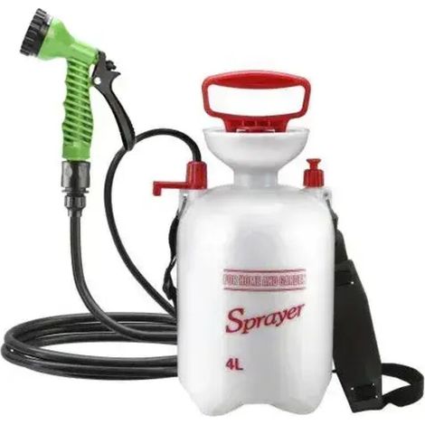 Douche extérieure portable (4 L), baignoire multifonctionnelle pour animaux de compagnie avec tuyau de 3 m pour le camping, pulvérisateur domestique pour laver les fleurs et la voiture (1/4)
