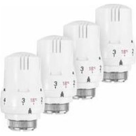 Lot de 4 Tête Thermostatique, Robinet Thermostatique Radiateur, Tete Thermostatique Radiateur, Valve de Radiateur Thermostatique M30 x 1,5 (1/4)
