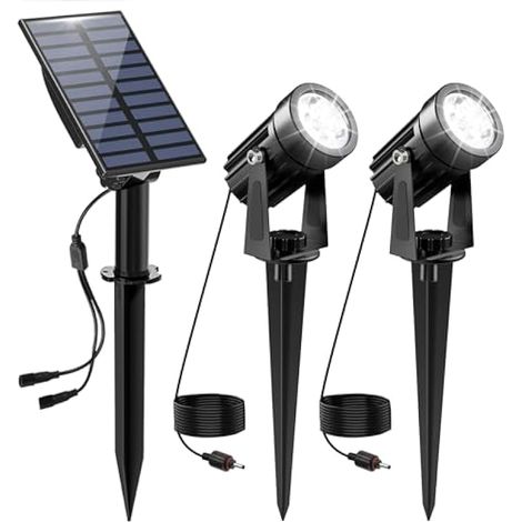Spot Solaire Extérieur, 2 en 1 6000K Projecteur Solaire Exterieur Puissante, Etanche IP65 Lampe Solaire Exterieur, 2 Modes Lumiere Solaire pour Jardin, Allée, Chemin, Trottoir, Terrasse (1/5)