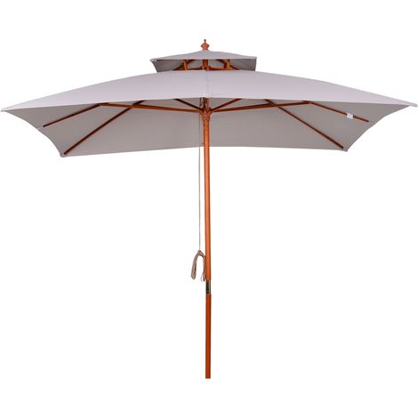 Outsunny Ombrellone 3x3 m da Giardino e Terrazza con 8 Stecche in Bambù Grigio