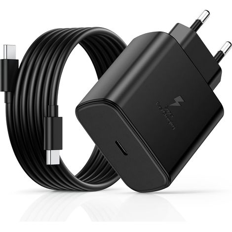 45W USB C Ladegerät Schnellladung mit Typ C Kabeln 2M, für Samsung Galaxy S25/S24/S23/S22/S21 Ultra/S20/S20+/Note 20/10/9/A73/A53/A52/S10 Handy Fe USB-C AC Adapter Steckdose Schwarz (1/5)