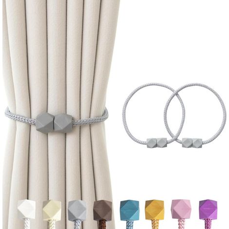 Attaches de Rideaux Magnétiques Cubes Modernes - Lot de 2, Fixation Sûre et Ajustable pour Tous Types de Rideaux (1/5)