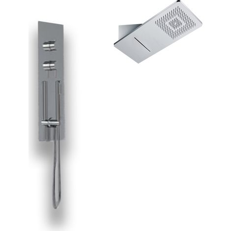 Wall kit a parete da incasso a muro acciaio inox + soffione doccia a parete acciaio inox punta quadrata con cascata (1/2)