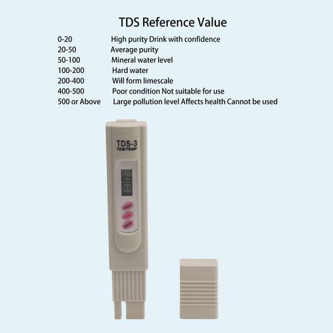 Tragbarer Grauwasser-Qualitätstester, TDS-Teststift mit 3 Tasten und digitaler Anzeige für Aquarien (1/5)