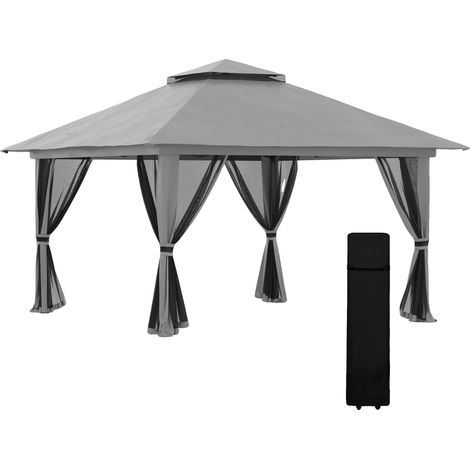 Carpa plegable, dimensiones 4 m x 4 m, altura ajustable, protección UV50+, material Oxford, tipo cenador. (1/5)