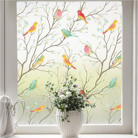 Film pour vitres avec protection de l'intimité - Film décoratif dépoli antiadhésif à motif tulipe (1/5)