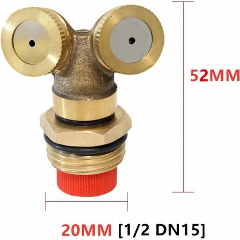 Boquilla rociadora de latón de 2 orificios de 8 piezas, boquilla nebulizadora, conector de manguera de agua para aspersores de jardín, para riego de césped, jardinería, riego agrícola (1/4)