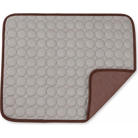 Tapis Rafraîchissant pour Chien, Respirant et Antidérapant, Coussin pour Panier ou Canapé, Marron (1/5)