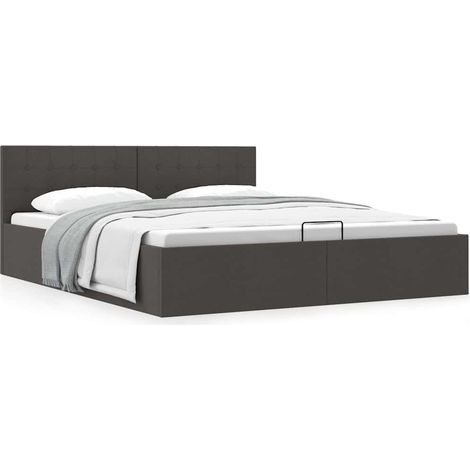 Cama canapé hidráulica de almacenaje sin colchón gris 180x200cm (1/5)