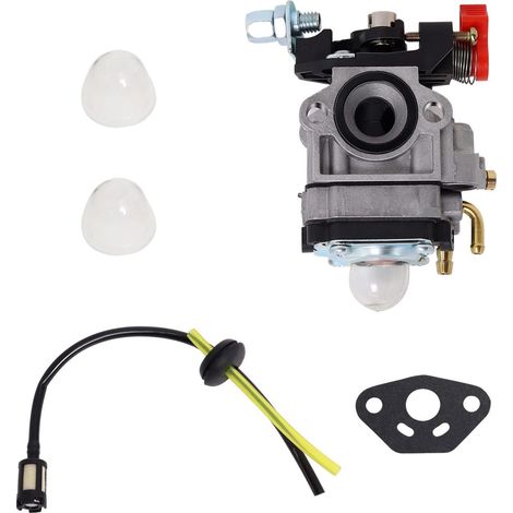 Carburateur Compatible avec Walbro Type WYJ 26cc-33cc Débroussailleuses et Tondeuses à Gazon avec Entretoise de Pompe Primaire Ensemble de Tuyaux (1/5)