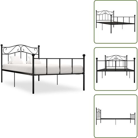 Cadre de lit sans matelas noir métal 90x200 cm - Cadre De Lit - Lit Double - Lit Metal - Literie - Meuble Chambre (1/5)