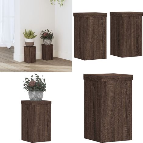 vidaXL Pflanzenständer 2 Stk. Braun Eiche 10x10x18 cm Holzwerkstoff (1/5)