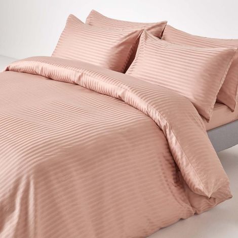 HOMESCAPES Damast Bettwäsche taube beige Fadendichte 330, 260 x 220 cm