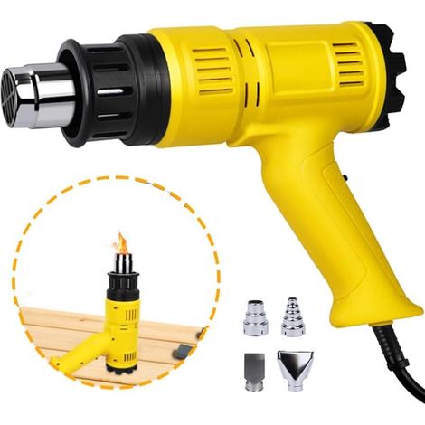 ZMH Pistolet à air chaud 2000 W réglable – Kit de pistolet à air chaud 60 ℃ – 600 ℃, contrôleur de température infiniment variable, pistolet thermique pour soudure, bougies, travaux manuels, gaines th (1/5)