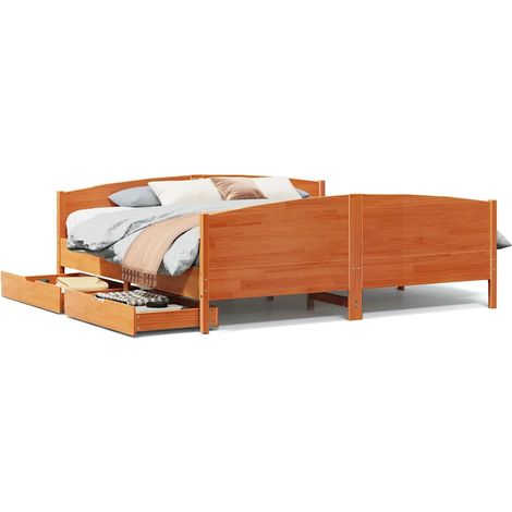 Maison Exclusive - Letto senza Materasso Marrone Cera 200x200 cm in Legno di Pino (1/5)
