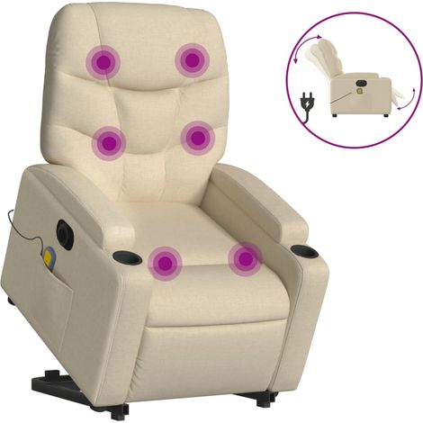 Maison Exclusive - Poltrona Alzapersona Massaggiante Elettrica Crema in Tessuto