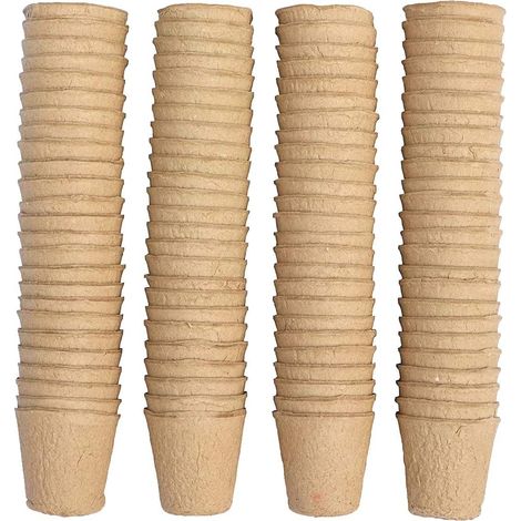 100 Stück biologisch abbaubarer Setzlingtopf, biologisch abbaubarer Setzlingtopf, Setzlingtopf, 8 cm, rund, Heimgartengeräte (1/5)