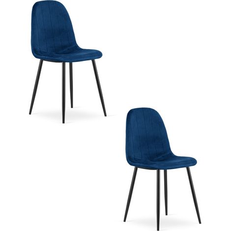 Set di 2 sedie Padva in velluto blu e gambe nere (1/5)