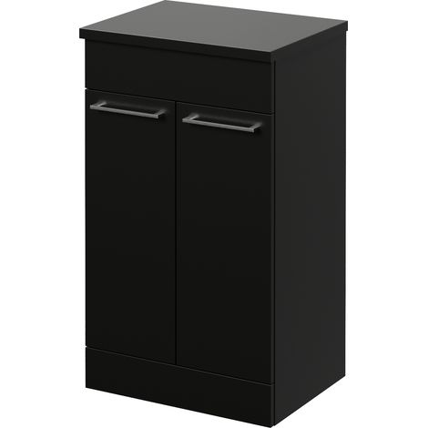 Napoli 390 Matt Black 500mm 2 Door Vanity Unit for Countertop Basins - 500mm - Chrome 160mm Handle