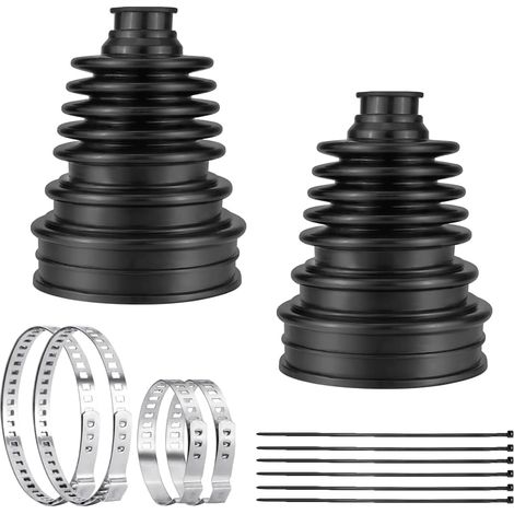 Lot de 2 manchons de réparation, ensemble de manchons d'arbre flexibles en silicone, kit de manchons d'arbre avec colliers et serre-câbles, jeu de soufflets universel pour arbre de transmission (1/5)