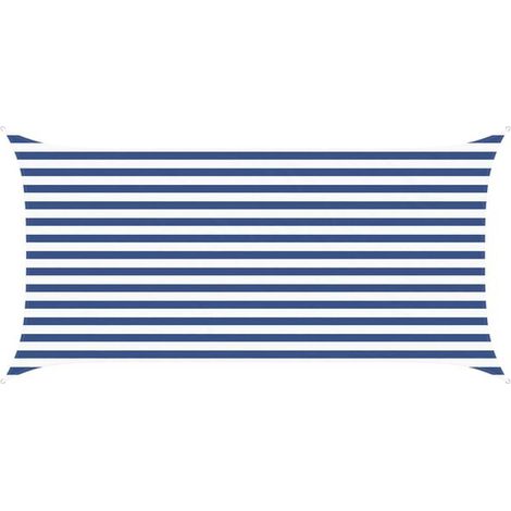 Voile d'ombrage bleue et blanche, 4 x 2 mètres, 100% polyester Oxford. (1/5)