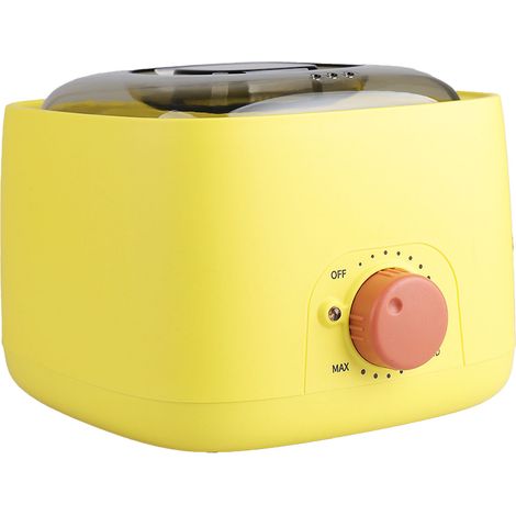 Chauffe-cire jaune à molette antidérapante, réglable et résistante à la chaleur pour épilation, prise UE, prévient les brûlures. (1/5)
