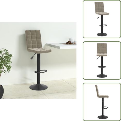 vidaXL Tabouret de bar Gris clair Velours (1/5)