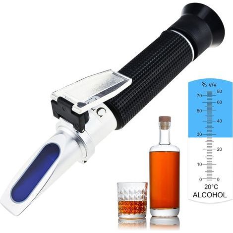Refraktometer, 0-80 % Vol., ATC -10-30 °C, Aluminium, für Destillation und Brauen (1/5)