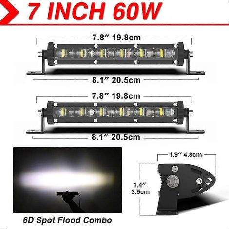 Barre lumineuse LED NAOEVO 6D 60W 120W 180W avec feux de jour, antibrouillards et projecteurs de travail LED pour 4x4 tout-terrain, phares LED 6D pour Nissan Lada, quad et camion (réf. 6D-7IN-W - lot  (1/5)