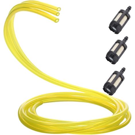 3 Pièces - Tuyau Carburant - Filtre Carburant - Résistant Corrosion Usure - Pour Tronçonneuse Tondeuse Débroussailleuse 2 4 Temps - Noir - 100x2,5x5 Cm (1/5)