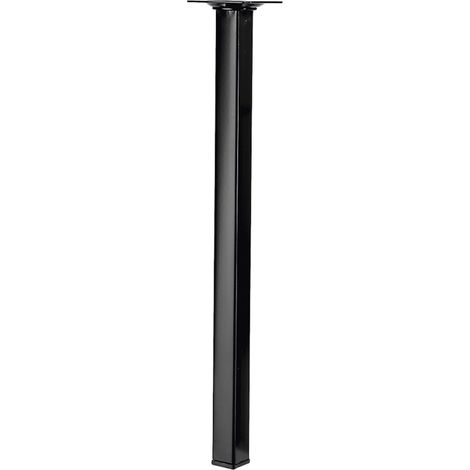 Hettich – Pied de table basse carré fixe en acier époxy noir 40 cm – Charge 50 kg – Fixation à vis pour stabilité renforcée
