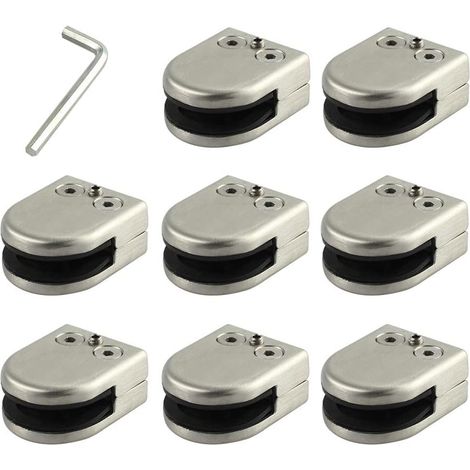 8 pièces Pince en Verre Main Courante Clip en Verre Support d'étagère en Acier Inoxydable Support Pince L pour 10-13 Mm (Couleur : Métallique, Taille : M pour 10-13 mm) (1/5)