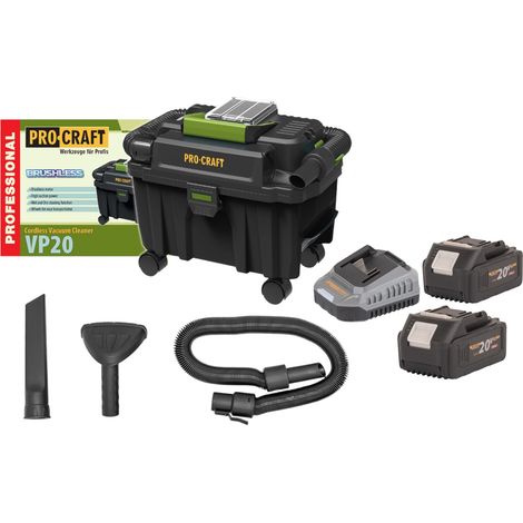 Procraft VP20 Aspirateur industriel sans fil 20 V 10 l Brushless + 2x batterie 4,0 Ah + chargeur (1/5)