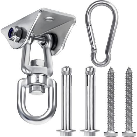 Heavy Duty Hanging Ceiling Hook (1 Piece) - 360° Rotatable Stainless Steel Ceiling Hook with Screws - 400kg Load for Hammock, Swings and Punching Bag (1/5)