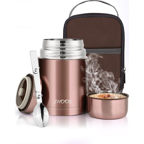 800ml Thermos Alimentaire Chaud avec Sac à Lunch, Acier Inoxydable 316 Boite Isotherme Repas Chaud avec Cuillère, Boite Repas Isotherme pour Ecole, Bureau, Camping (1/5)