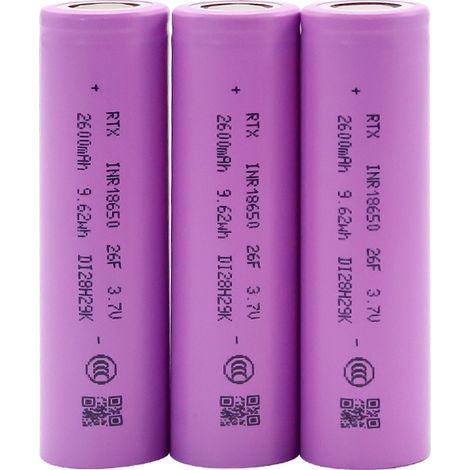 BUNTHAUS Paquete de 3 baterías de iones de litio 18650 de 3,7 V y 2600 mAh, 3C (7800 mAh en total)