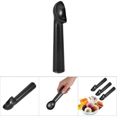 Cuillère à glace portable en métal antiadhésive et antigel, outil de cuisine noir mat (1/5)