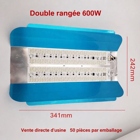 Projecteur LED 600W double rangée lumière blanche extérieur étanche IP65 220V 600w réf 1291 34 × 24 × 5 cm 650 g – Livraison gratuite
