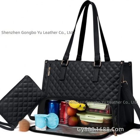Sac fourre tout isotherme pour femme, color block à porter l'épaule ou en bandoulière. (1/5)