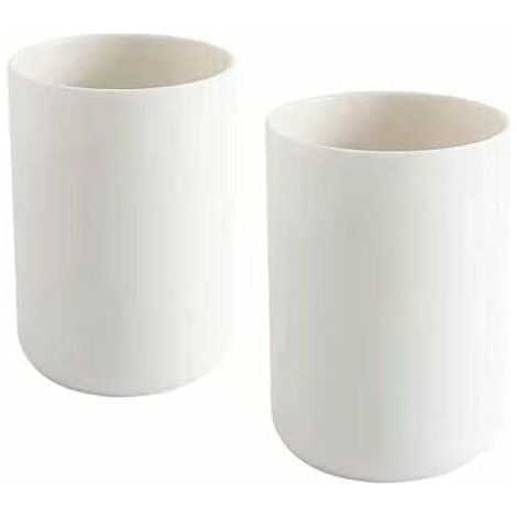 2 Pcs Tooth Cups Bathroom Toothbrush Holder Cups Plastic Cups 300ml (White and White) (1/5)
