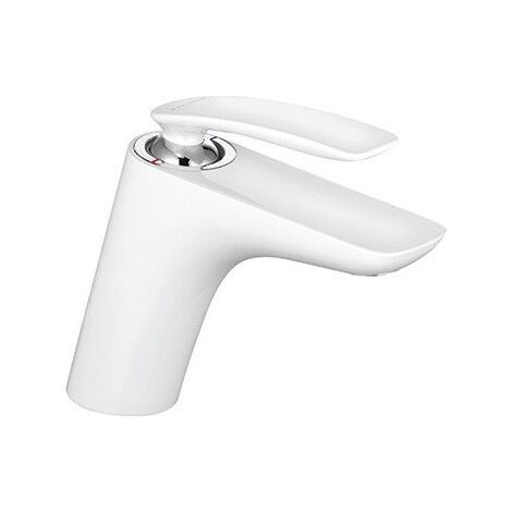 Balance mitigeur de lavabo chromée blanc sans vidage