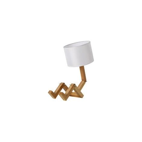Lampe de Bureau Robot en Bois Massif Lampe de Bureau Pliante-Avec Ampoule 5W Lumière Chaude (1/5)