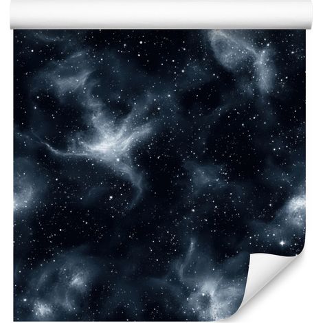 Marineblaue und schwarze Aquarell-Galaxie-Tapete, weiche Formen, 50 x 1000 cm (1/5)