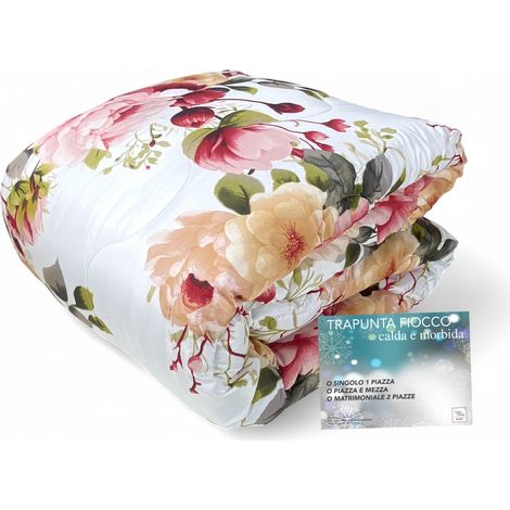 Sanderson Delicate Flower Pink Bow Quilt – Hiver 300 gr/m², Microfibre douce, 4 points de chaleur – Fabriqué en Italie 2 CARRÉS
