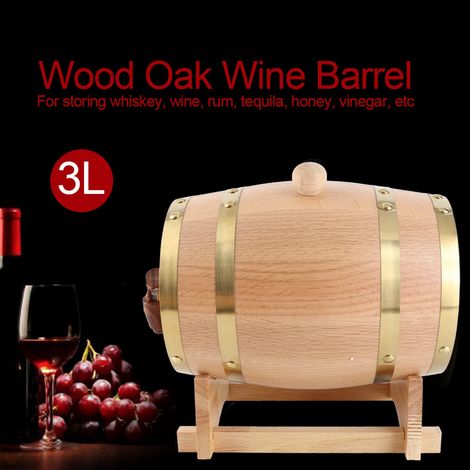 Distributeur de vin 3L en bois de chêne vintage, en forme de tonneau, pour whisky, bourbon et tequila (1/5)