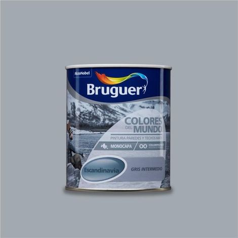 Bruguer Colores del Mundo Pintura para paredes monocapa, Escandinavia Gris Intermedio, 750 ml